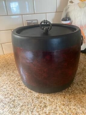 Kraftware Faux Leather Lion Head Ice Bucket VTG